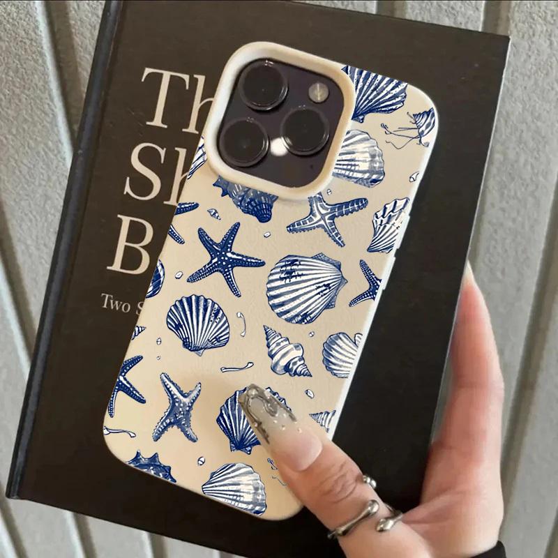 Blue Fashion Starfish Silicone Phone Case For iPhone 17 13 15 16 14 12 11 Pro Max Pro 16E Plus Shockproof Lichee Pattern Covers