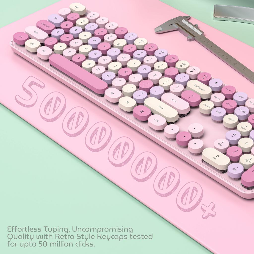Wireless keyboard and mouse set Rose powder 2.4G retro cute keyboard and mouse one-piece set Girls high-value keyboard