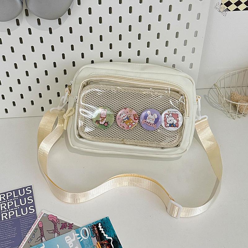 Pain bag Crossbody pain bag Daily versatile transparent baby bag Shoulder canvas Large capacity Campus commuting Pain bag Trendy cool