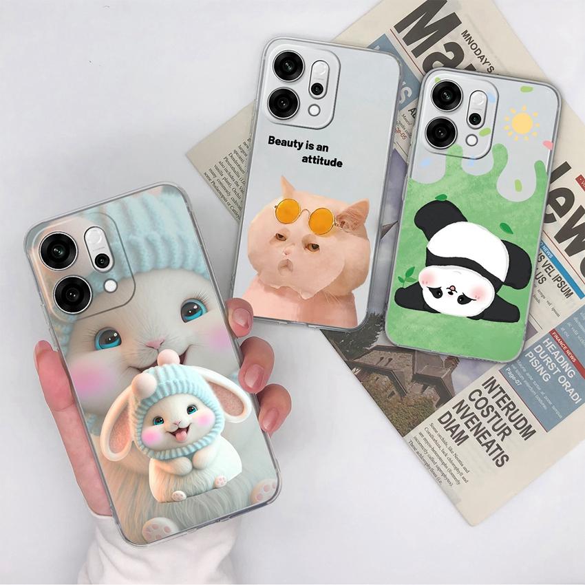 For Oppo Reno14 Pro Realme C71 C75 C75x Ultra Thin Clear Phone Case Cute Panda Pattern Dustproof Protection Soft Transparent Back Cover For Oppo Shell
