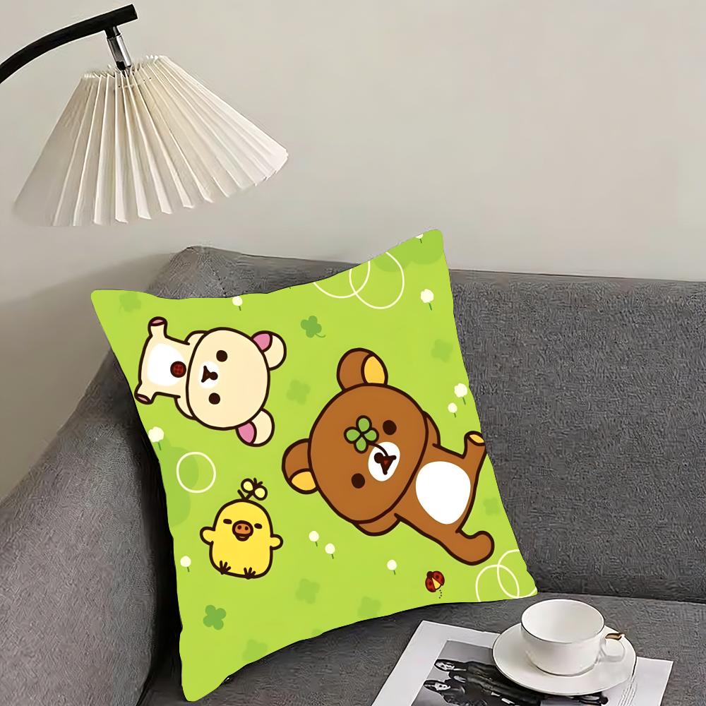 RRilakkuma Cartoon Cushion Cover Pillowcase Ultra Soft Skin Friendly Fabric Cloud Like Comfort  Concealed Zipper