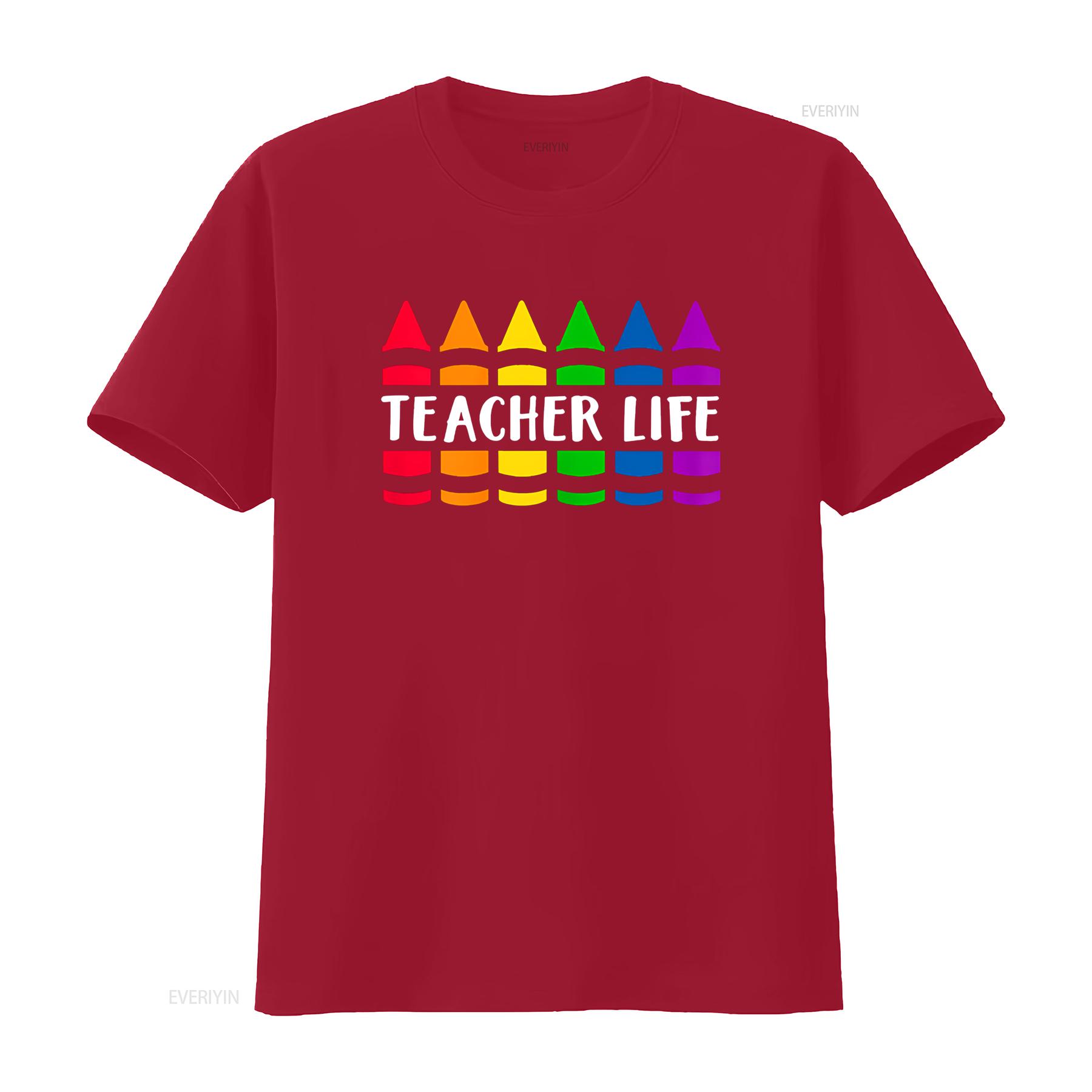 

Teacher Life Crayon T Shirt vintage Washed Soft homme Slightly Top For Everyday Wear Breathable Comfortable graphic Stretched S