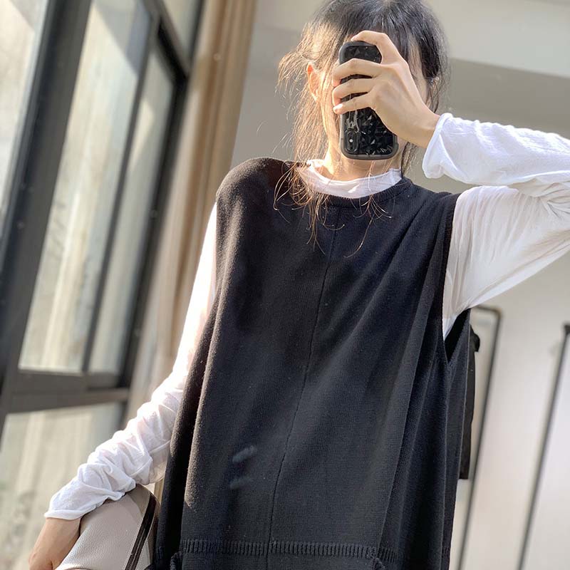 Dress for Woman Cotton Winter Vintage Casual Sleeveless Long Vest Knitted Sleeveless Vest Dresses