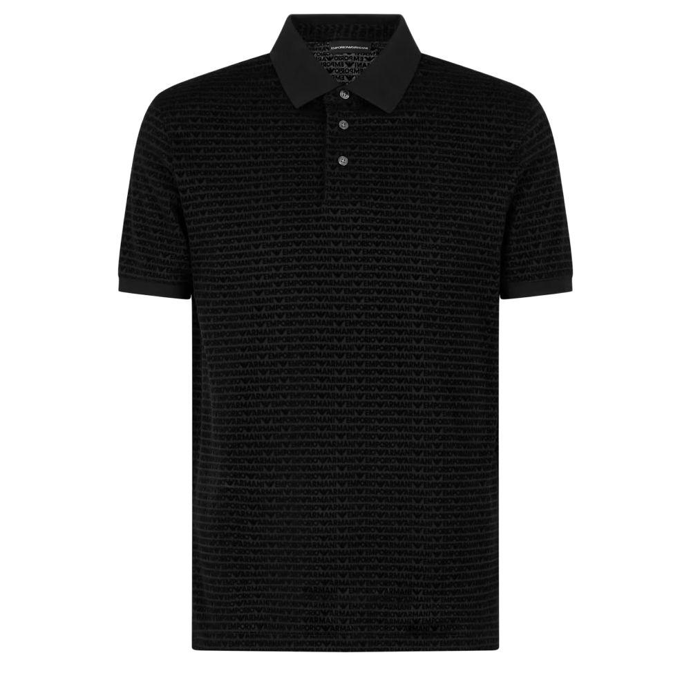 

Emporio Armani EA SS25 All Over Eagle Logo Short Sleeve Polo Shirt Men tops Black EM001283-AF10017-FC159 M