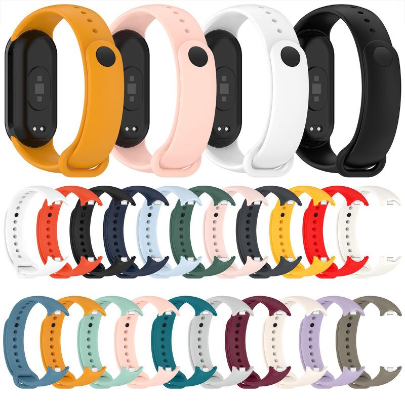 Silicone Strap for Xiaomi Mi Band 9 8 Strap NFC Sport Metal-plug Rubber Bracelet Wristband For Xiaomi Smart Band 8 Accessories