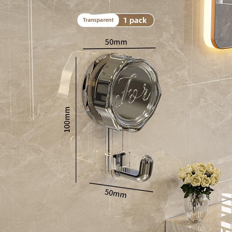 Vacuum Rotating Suction Hook with Heavy-load Adhesive Hook, No Drilling Required, for Bathroom Wall Clothes Hanger
