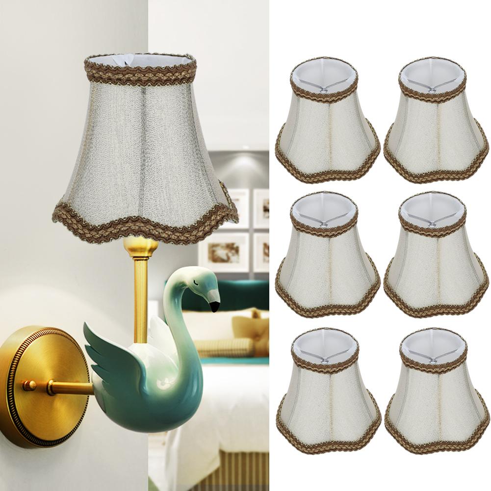 6Pcs Desktop Table Lamp Cover Fabric Lampshade Accessory for E14 Chandelier Light Bulb