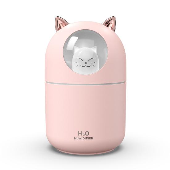 

USB-увлажнитель воздуха с большой емкостью, 2 режима распыления, автоматическое выключение, низкий уровень шума, увлажнитель воздуха в форме кошки, диффузор эфирных масел с ночником розовый