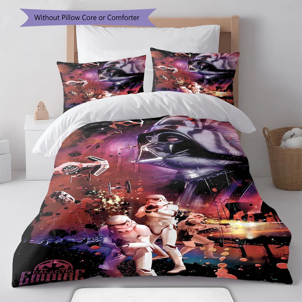 Set cu cuvertură și fețe de pernă cu model Space Opera Decorațiune pentru casă Cadou (1 * husă de pilotă + 2 * fețe de pernă, fără miez)