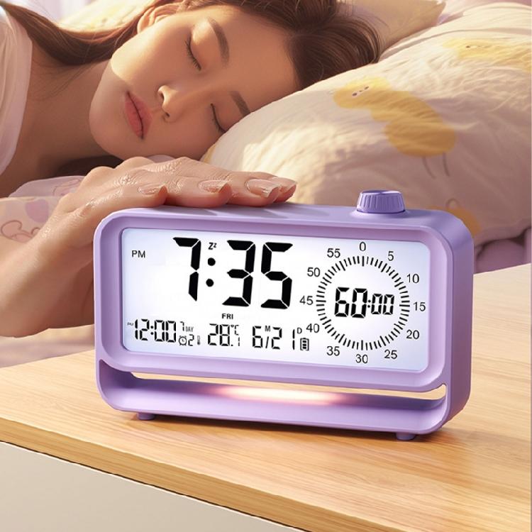 Kids Alarm Clock with Button High Volumes Visual Timers Indicators Rechargeable LCD Display Digital Clock Night Light