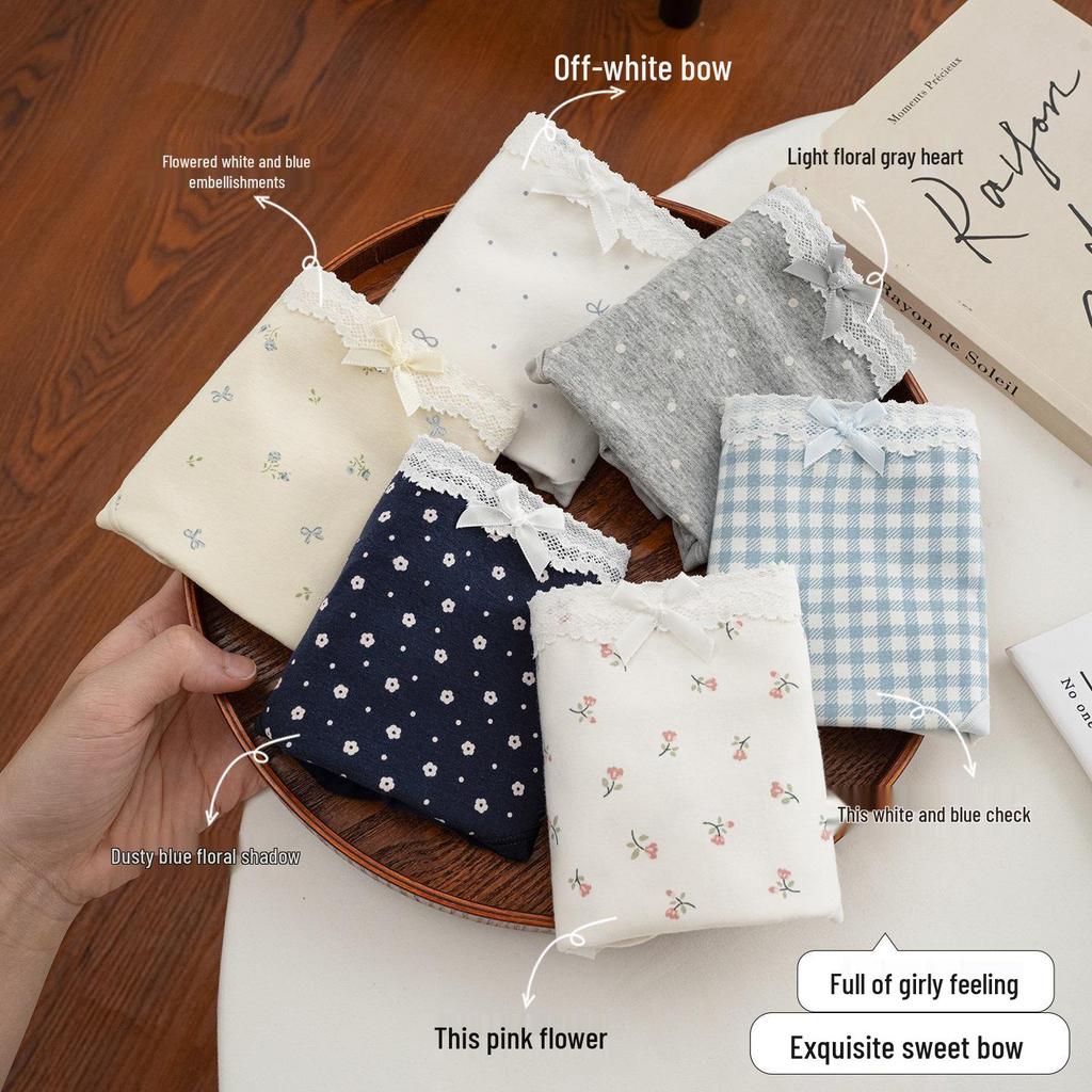 10A Antibacterial Floral Mid-Rise Women's Cotton Briefs with Extended Breathable Crotch