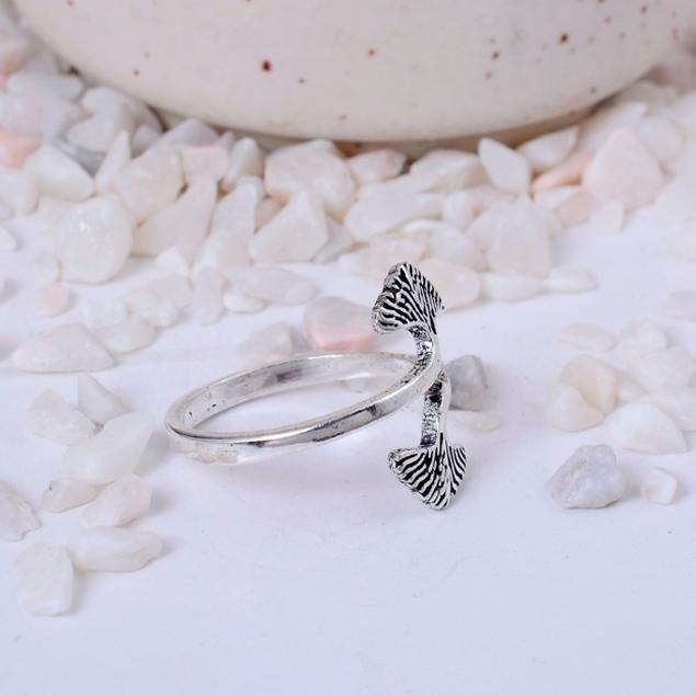 Exquisite Sterling Silver Ginkgo Biloba Leaf Wrap Ring | Adjustable Nature-Inspired Botanical Jewelry for Women & Girls | Boho Statement Piece