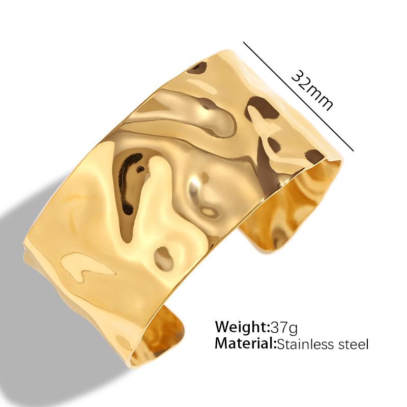 European and American Style Titanium Steel Adjustable Opening Bracelet Natural Heavy Industry Beating Pattern Texture Exaggerated Personality Design