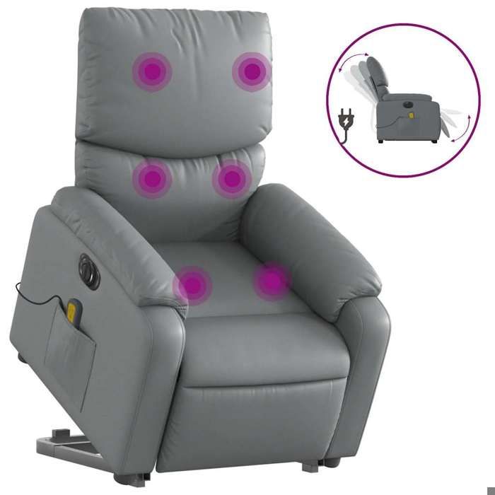 VidaXL Electric Massage Recliner Armchair Grey Faux Leather 3204910