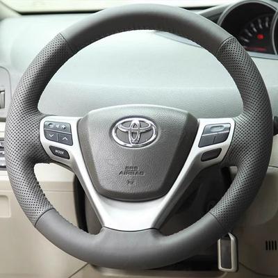 Pro Toyota Verso EZ Avensis Ručně šitý černý Nappa kožený protiskluzový potah na volant auta