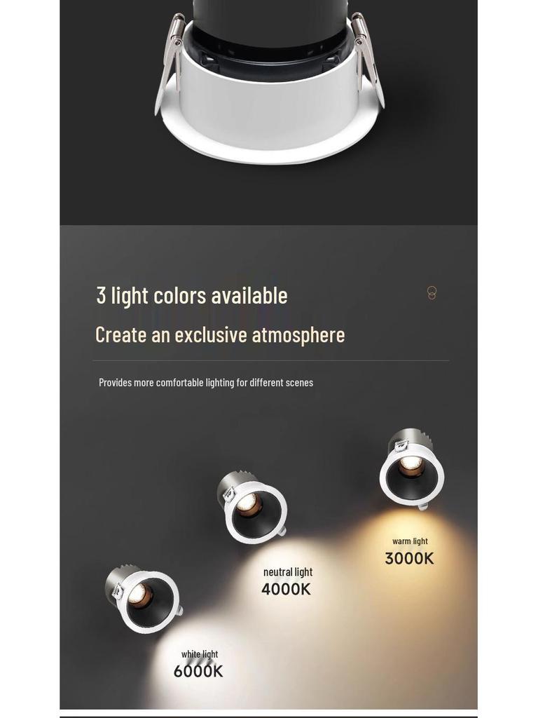 Small Hill Anti-Glare LED Recessed Ceiling Spotlight for Living Room, Home, or Commercial Use - 75 Downlight