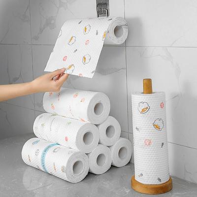50Pcs Wood Pulp Sponge Roll Kitchen Cleaning Wipes Reusable Dish Cloths for Pots and Pans