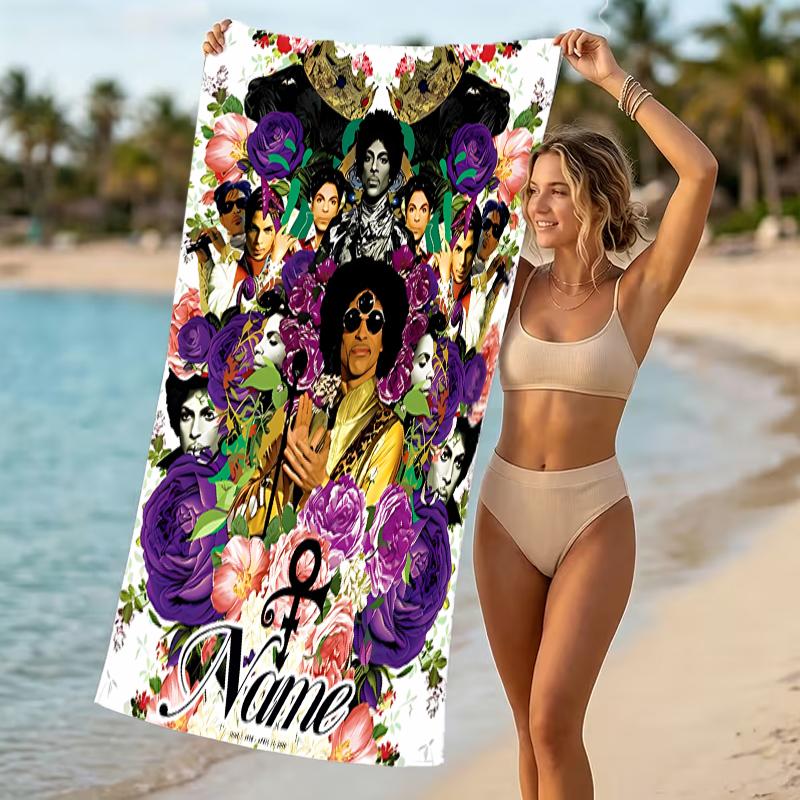 Customizable personalized beach towels Prince Purple Rain themed designs.Suitable for the beach, yoga, sports;ideal as beach accessories