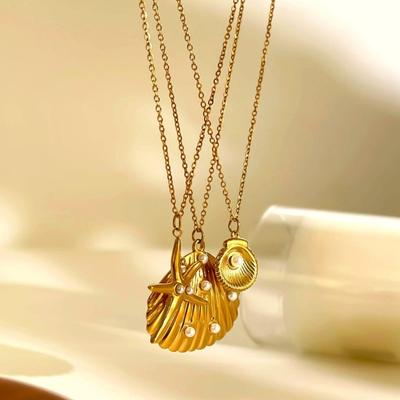 Ozean-Thema Seestern Muschel Edelstahl Verstellbare Leichte Halskette Modeschmuck Für Frauen Tägliches Tragen