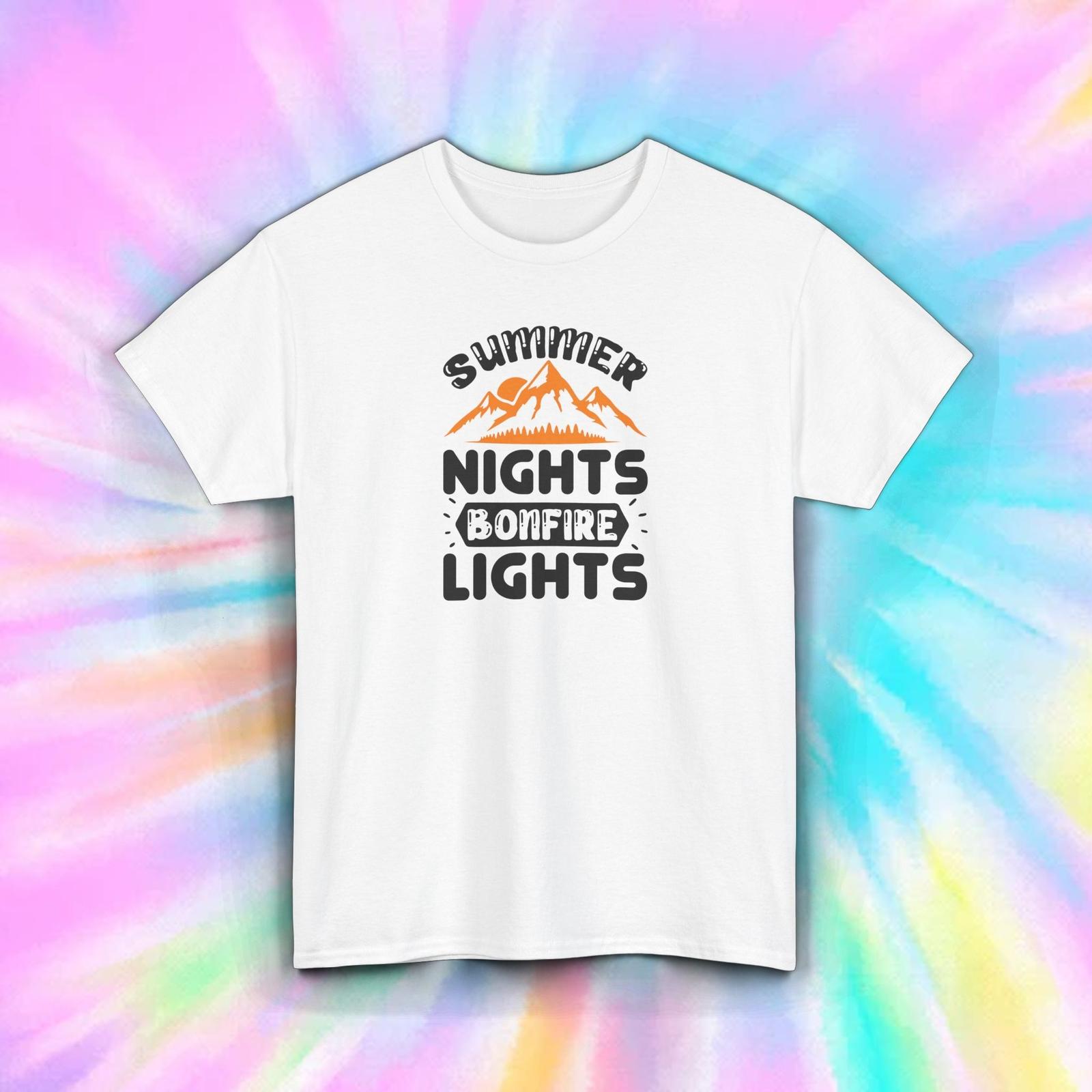 Summer Nights Bonfire Lights T-Shirt Camping Outdoor Adventure Tee S-5XL S