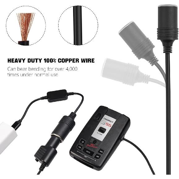 USB C to Cigarette Lighter Adapter, USB C Male to 12V Car Cigarette Lighter Socket Female Converter Cable, 12V 18W Power Cable for Dash Cam, GPS, Car