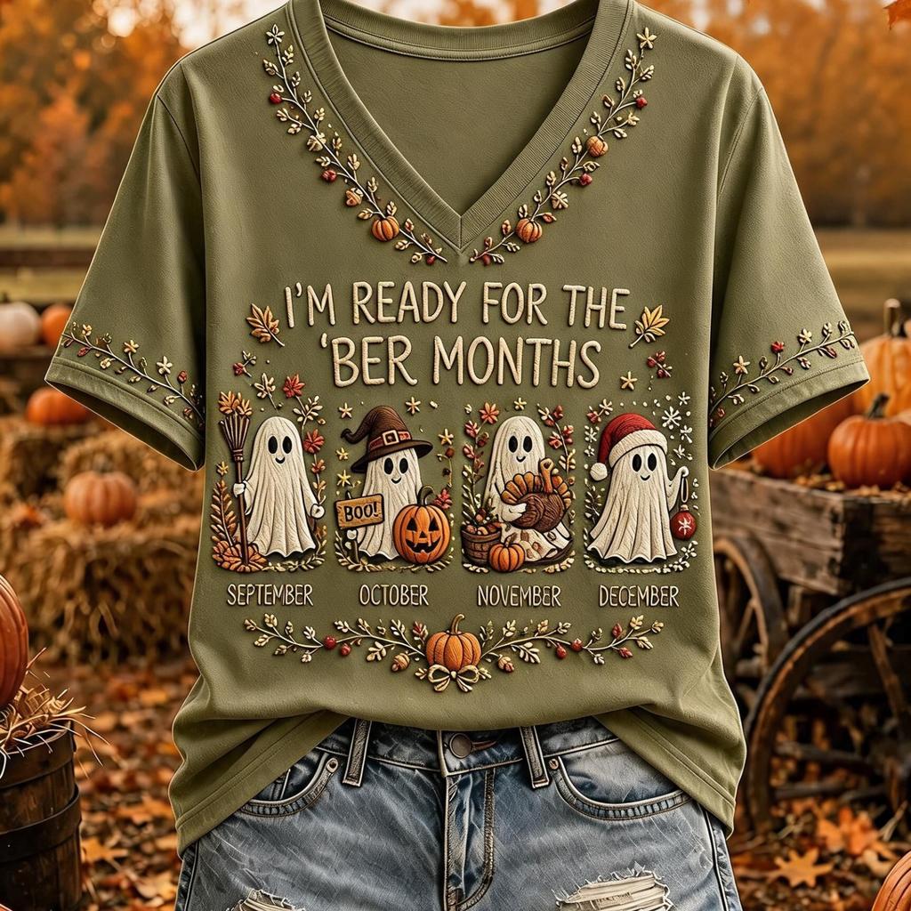 Damski casualowy T-shirt z dekoltem V i krótkim rękawem jesienna moda top