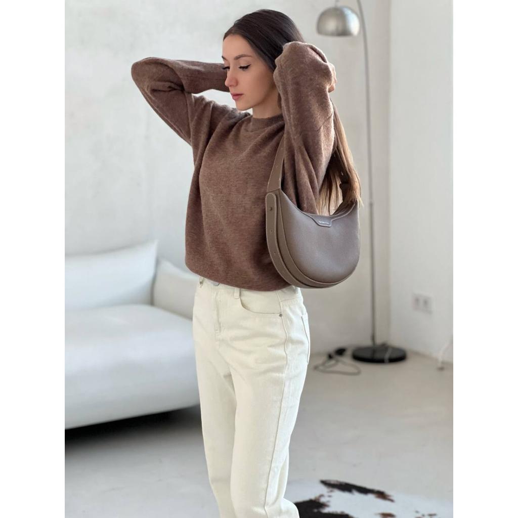 Einfarbiger Rundhals-Pullover für Damen | Weiches Strickoberteil | Lässige lockere Passform
