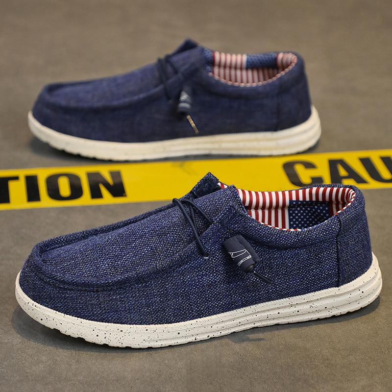 Foreign trade explosion large size 48 loafers men's canvas casual shoes one pedal driving lazy shoes spot