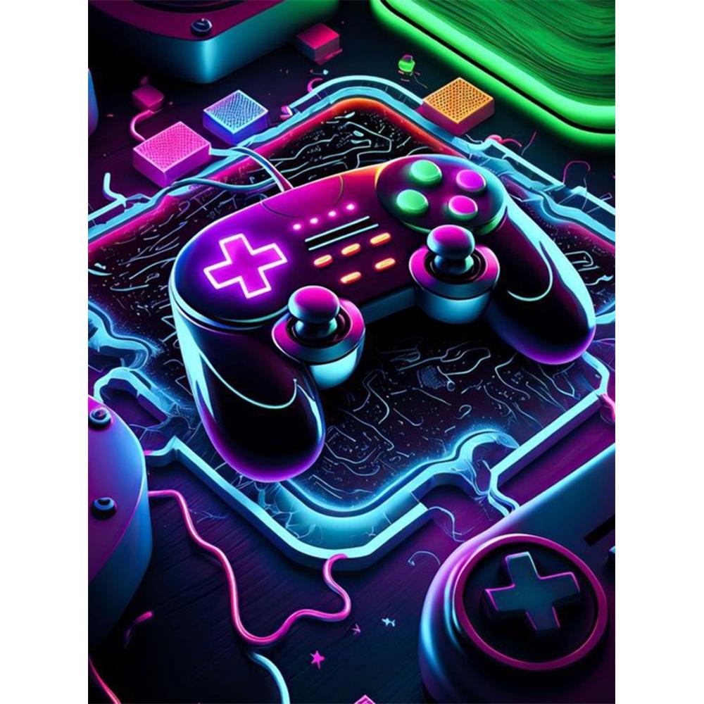 Colorful Neon Light 5D DIY Diamond Painting Kit Game Machine Sticking Diamond Embroidery Handmade Mosaic Home Decoration