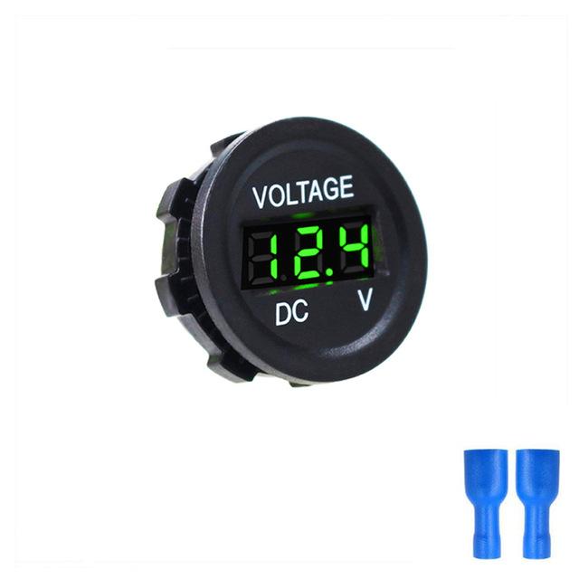 DC 5-48V Car Motorcycle Voltmeter Mini Digital Waterproof LED Panel Tester Display Round Volt Meter Gauge