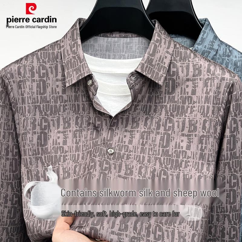 Pierre Cardin Men s Silk Blend Print Long Sleeve Casual Shirt 52