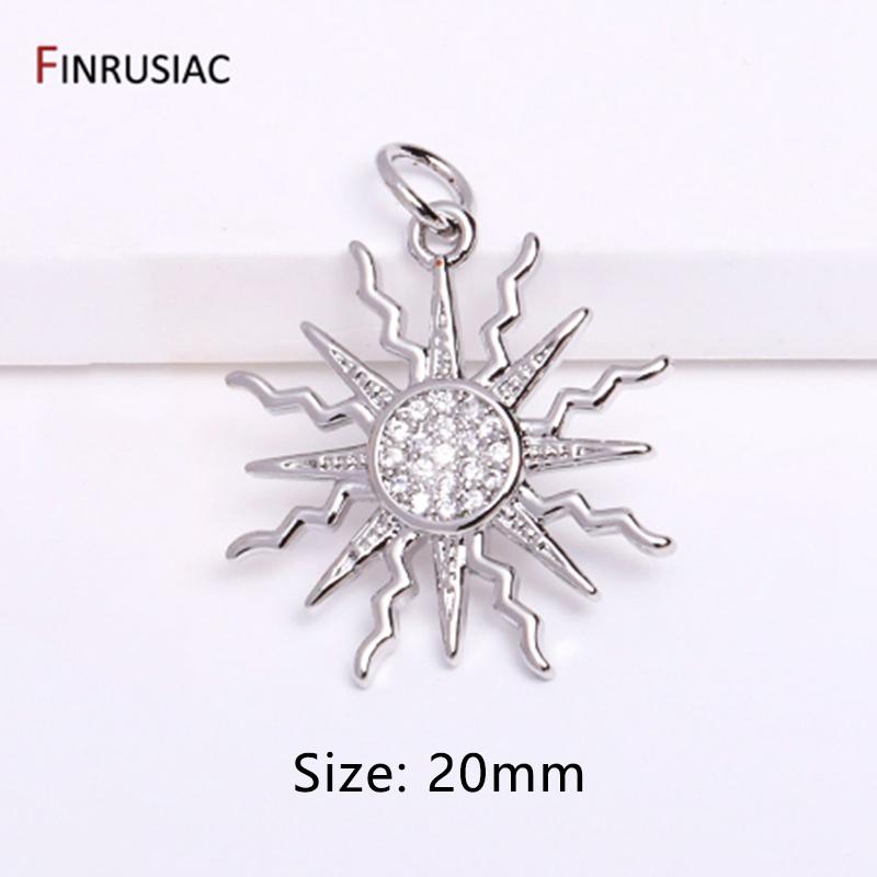 DIY Nacklace Making Supplies Inlaid Zircon Round Sun Charms Gold Plated Brass Sun Pendants For Jewelry Making Accessories