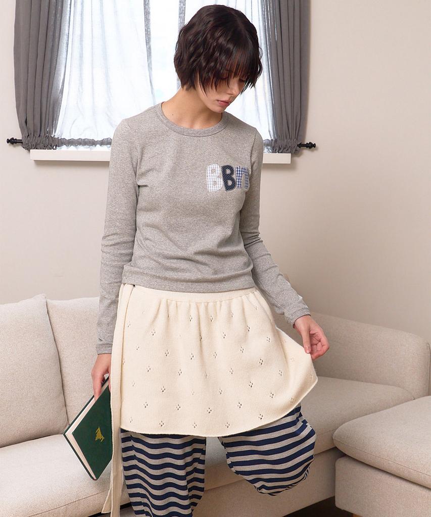 Beibibeullunideuljeu Crochet Layered Knit Skirt Ivory