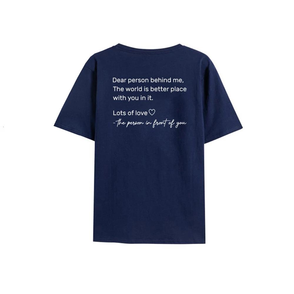 

Футболка «Дорогой человек позади меня», футболка «Мир лучше», рубашка «Психическое здоровье», женские футболки, футболки с рисунком, топы «Be Kind» XXL темно-синий