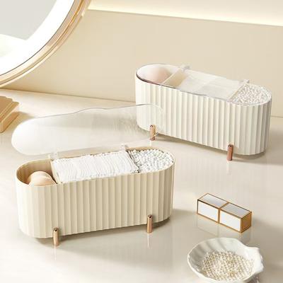 Cotton Storage Box with Clear Cover Dust-proof Large Capacity 3 Compartments Swab