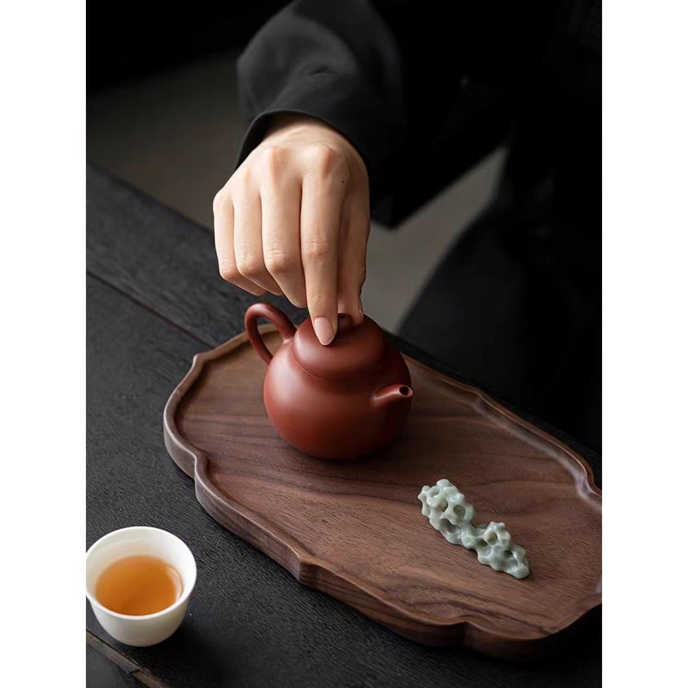 1PC Tea Tray Teaware Walnut Wood Tea Tray Dry Brewing Station Chinese Style Home Tea Set Zen Storage Teaware Sets Teapot Trivets
