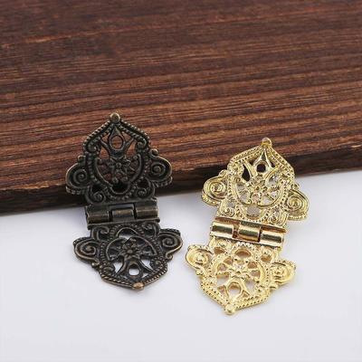 Wooden Box Door Vintage Lace Chinese Style Mini Furniture Hardware Antique Butt Hinges Hollow Flower
