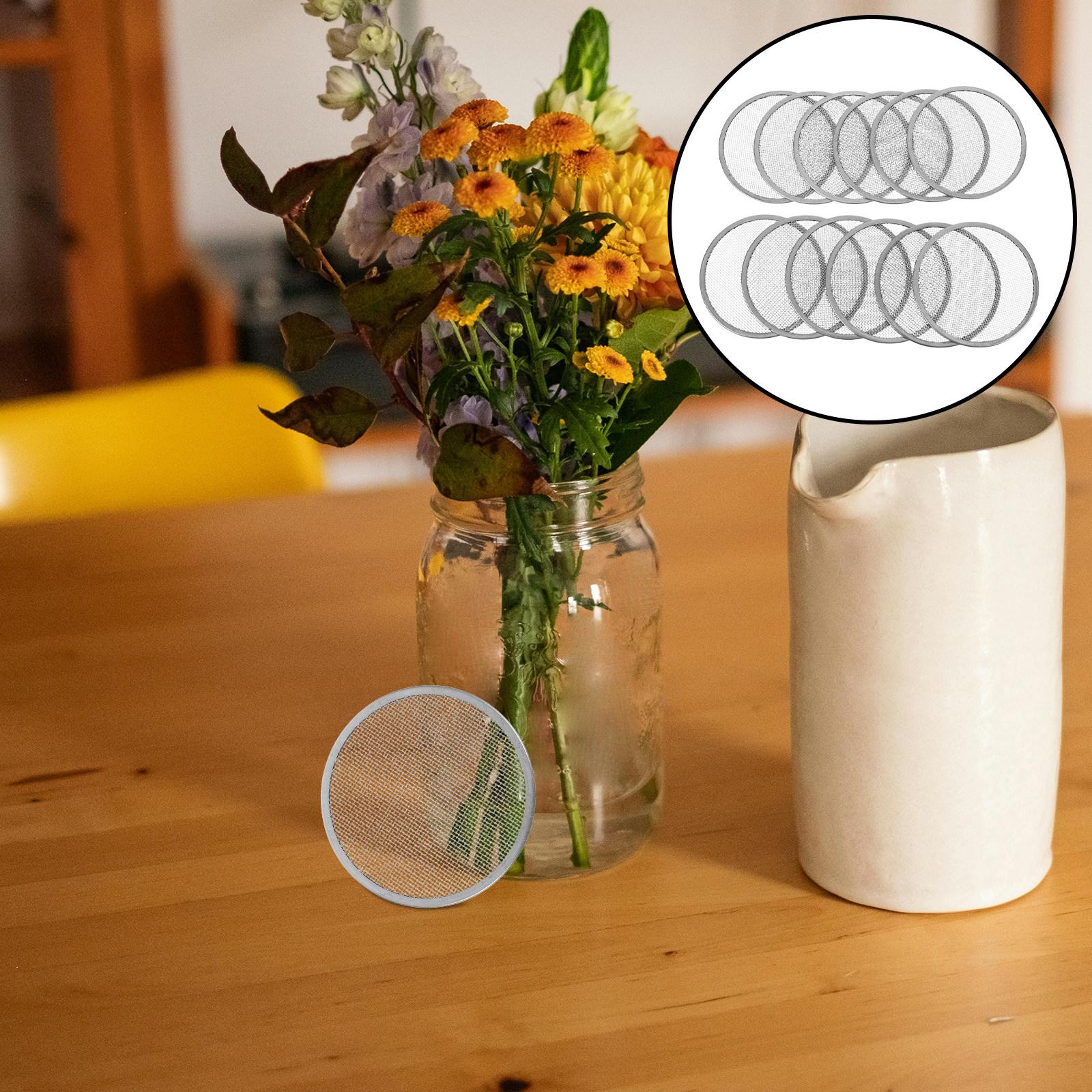 12Pcs Mason Jar Sprouting Lids Stainless Steel Filter Screen Mesh Reusable Wide Mouth Jar Canning Supplies Sprout Growing 6.8X6.8X0.25CM