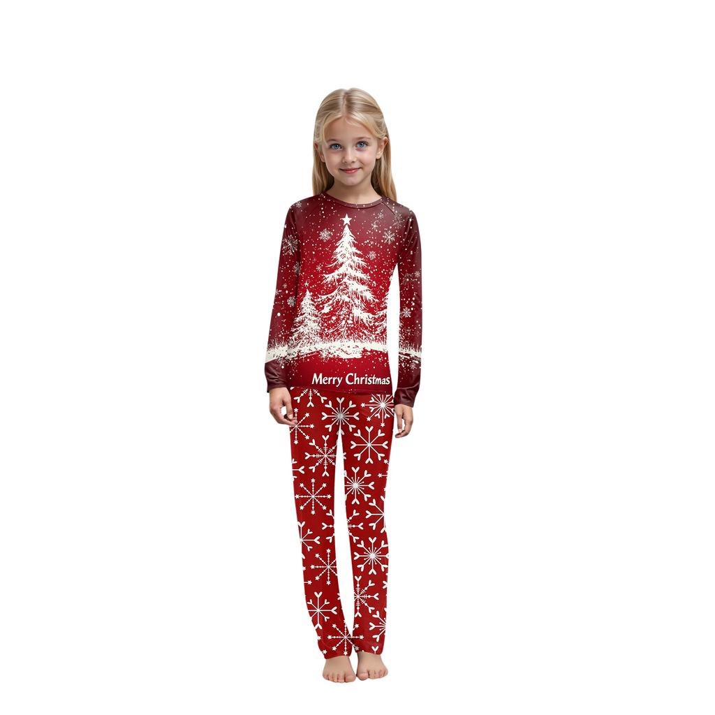 Christmas Print Family Outfit Long Sleeve Top + Pants Set Family Outfit