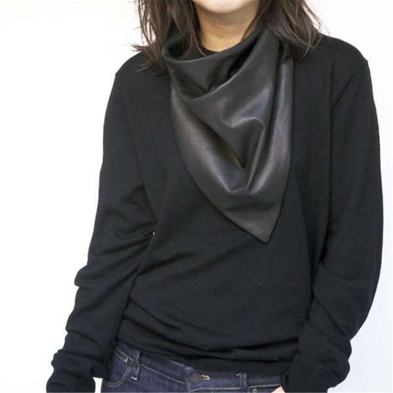 Womens Warm Long Shawl Winter Wraps Large Scarves Faux Leather Scarf Bandana Head Cover Kerchief