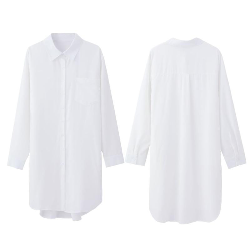 Women's Autumn New Long Solid Color Casual Temperament Long Sleeve Shirt Women