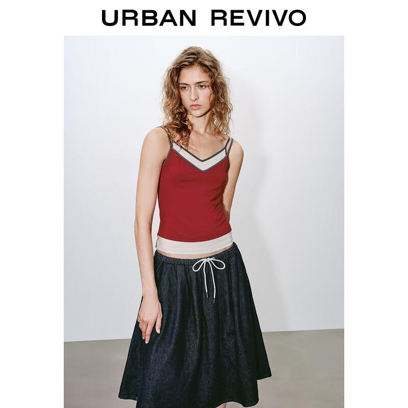 

UR 2025 Women s Color Block Faux Two-Piece Camisole Top L