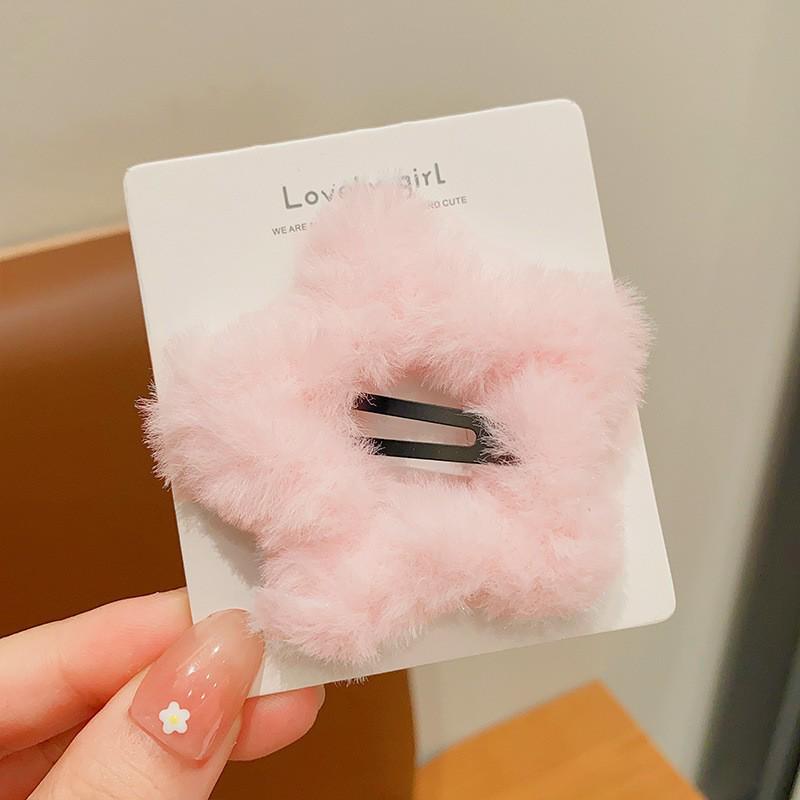 Fluffy Beige Korean Minimalist Five-Point Star Hair Clip