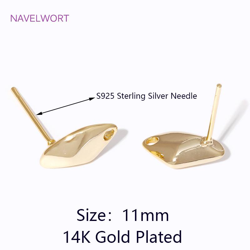 

S925 Sterling Silver Needle 14K Gold Plated Droplet Stud Earring Fittings,Teardrop Post Earring,For DIY Earrings Accessories 2 pieces
