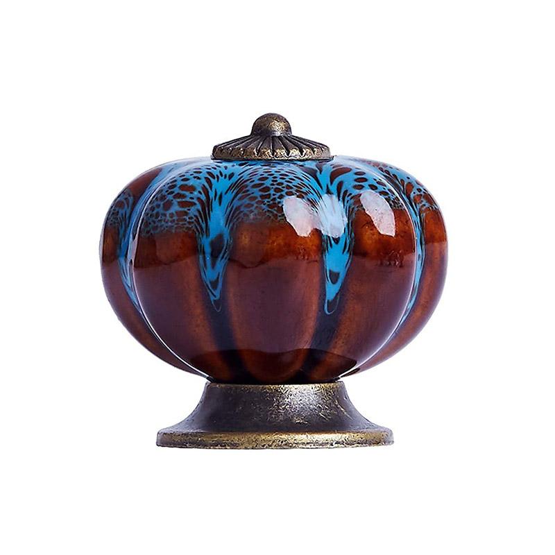 

1PC Керамические ручки Мебель цинковый сплав ящик ручка шкафа с леопардовым принтом фурнитура ручки шкафа минималистский синий