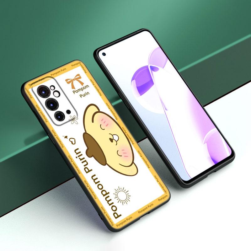 Cute Sanrio Pompompurin Black Silicone Phone Case For OnePlus 9 10 11 12 ACE 2V Pro 9RT 10T 10R Nord CE 2 3 Lite N10 N20 N30 5G
