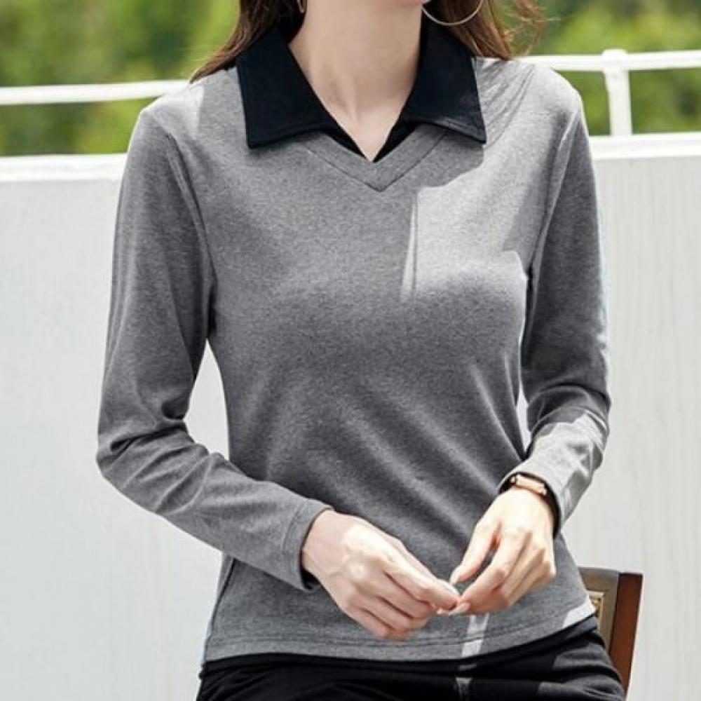 Navava Women Casual Collar Long Sleeve T shirT nT3006