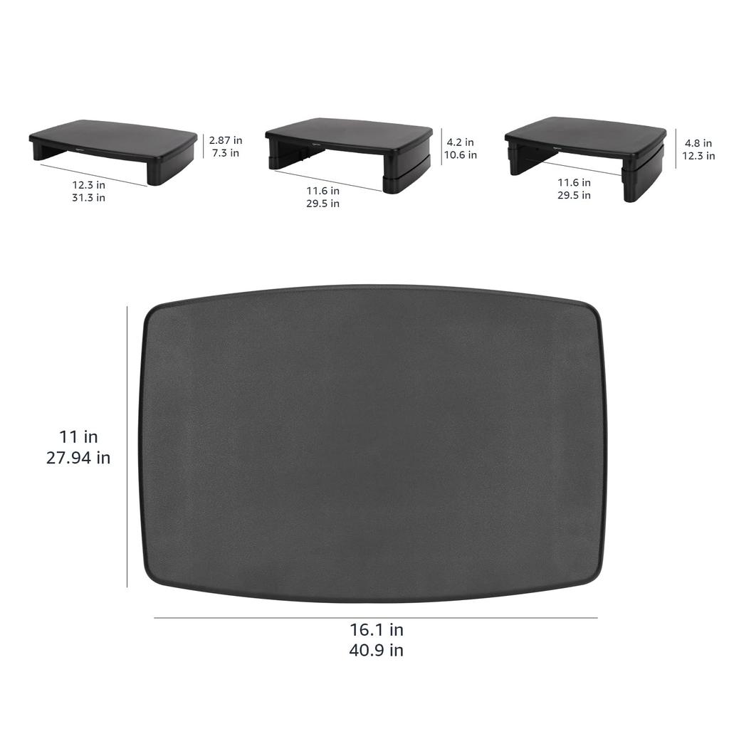 AmazonBasics Adjustable Rectangular Monitor Stand, Black