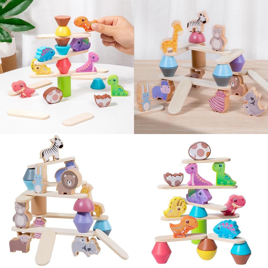 Wooden Animal Stacking Toy With Water Based Paint For Child Development And Parent Child Interaction