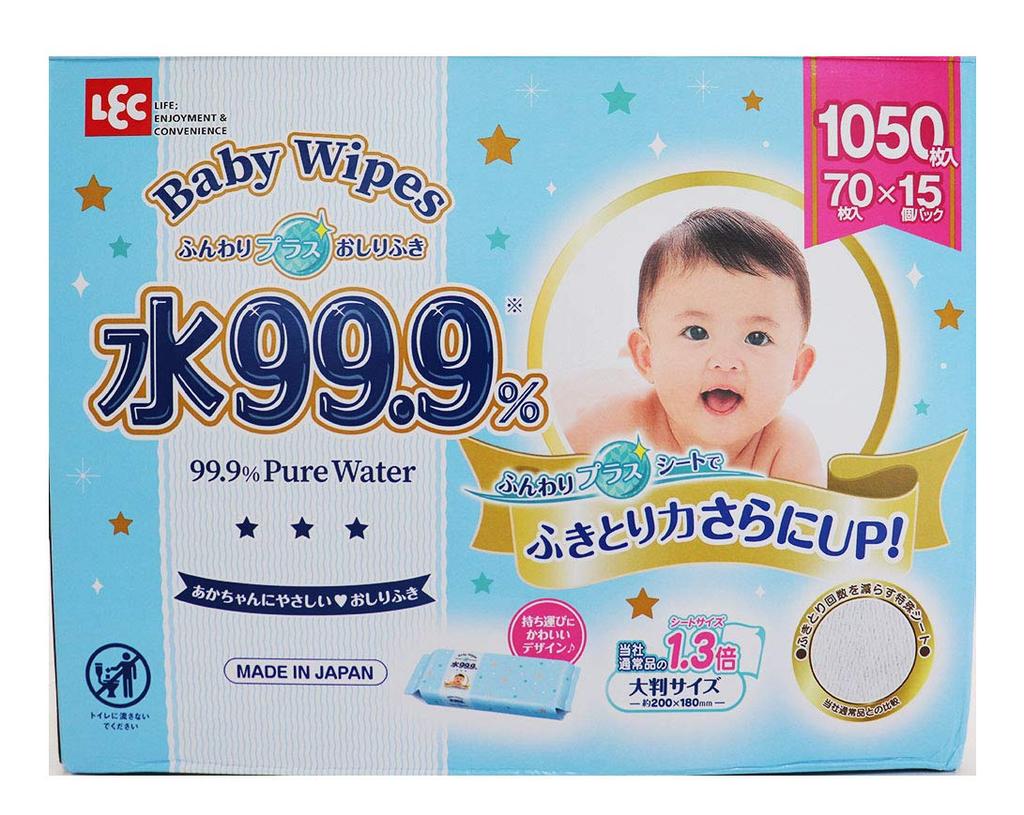 Introducing Baby Wipes with even better wiping Fluffy Plus Baby 70 sheets x 15 1050 wipes Unscented power! 99.9% Water, Wipes, Large, packs, total,